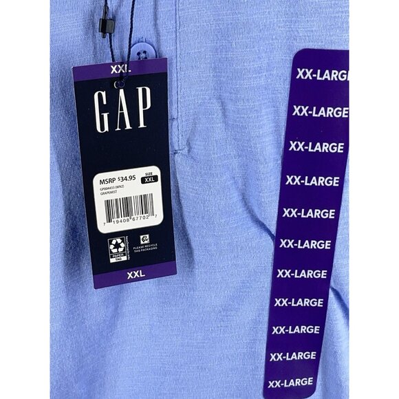 GAP Mens Blue Henley T-Shirt XXL Lightweight Cotton Blend Casual Top MSRP $34.95 - Picture 2 of 7